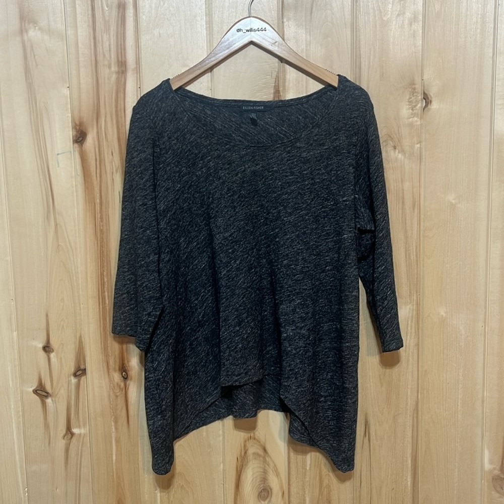 Eileen Fisher Gray Wool Blend Lagenlook Sweater Top Size XL